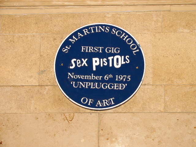 Sex Pistols blue plaque - First gig Sex Pistols November 6th 1975 'Unplugged'