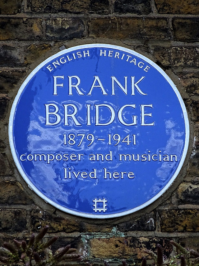 Frank Bridge blue plaque - Frank Bridge 1879-1941 composer and musician lived here
