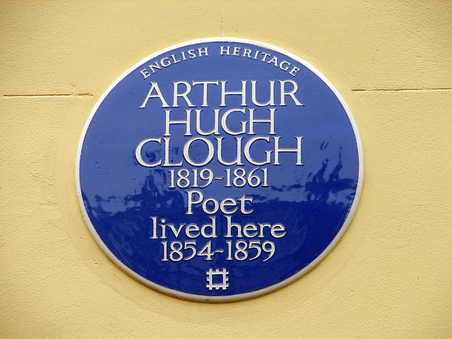 Arthur Hugh Clough blue plaque - Arthur Hugh Clough 1819-1861 poet lived here from 1854-1859