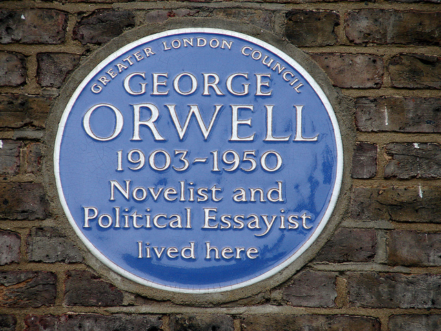 George Orwell blue plaque - George Orwell 1903-1950 novelist and political essayist lived here