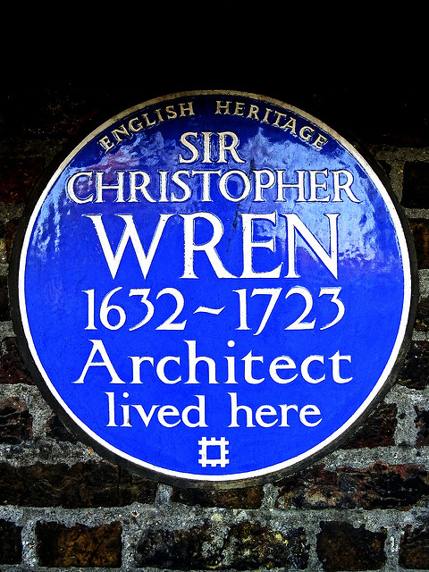 Christopher Wren blue plaque - Sir Christopher Wren 1632-1723 architect lived here