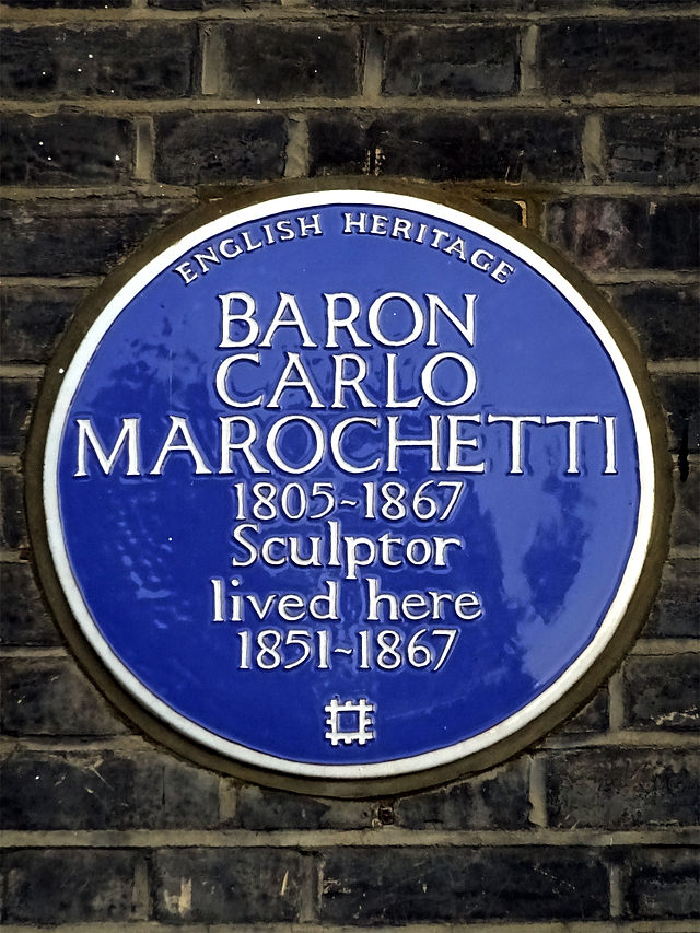 Carlo Marochetti blue plaque - Baron  Carlo  Marochetti  1805-1867  Sculptor  lived here  1851-1867