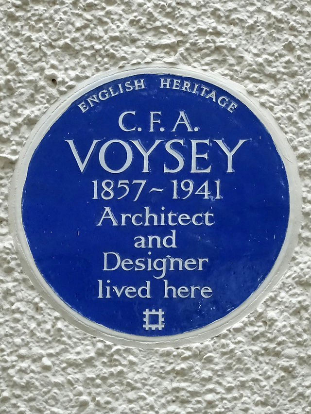 Charles Voysey blue plaque - C. F. A. Voysey 1857-1941 architect and designer lived here
