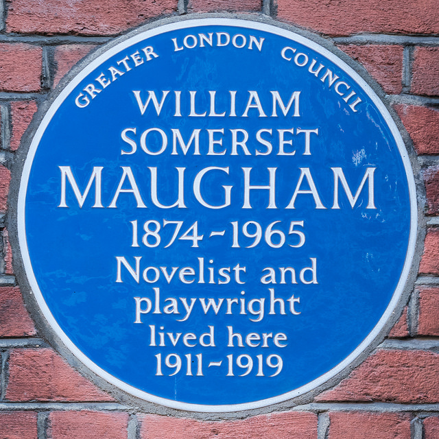 W. Somerset Maugham blue plaque - William Somerset Maugham 1874-1965 novelist and playwright lived here 1911-1919