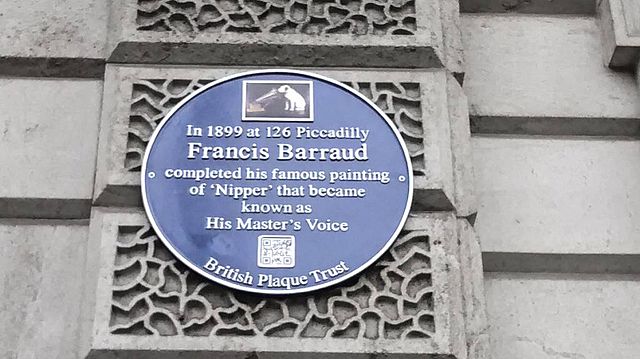 Francis Barraud blue plaque - In 1899 Francis Barraud completed his famous picture of 'Nipper' that became known as His Masters Voice