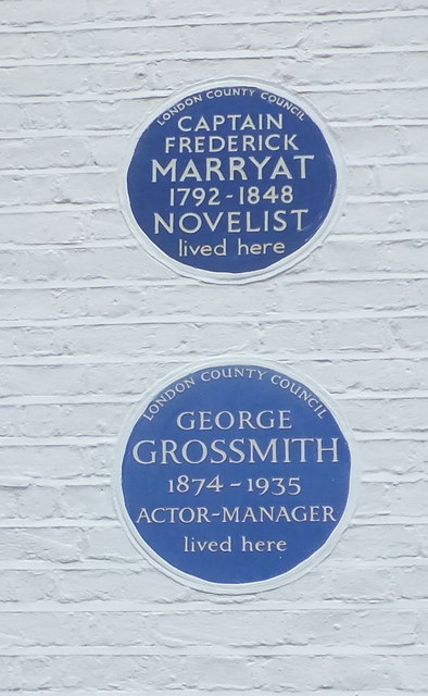 Frederick Marryat blue plaque - Captain Frederick Marryat 1792-1848 novelist lived here