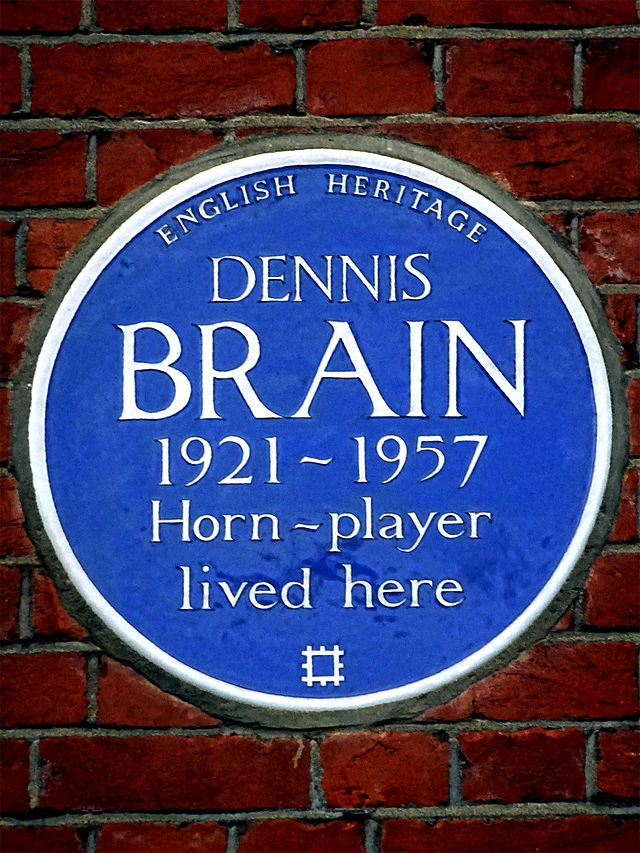 Dennis Brain blue plaque - Dennis Brain 1921-1957 horn player lived here