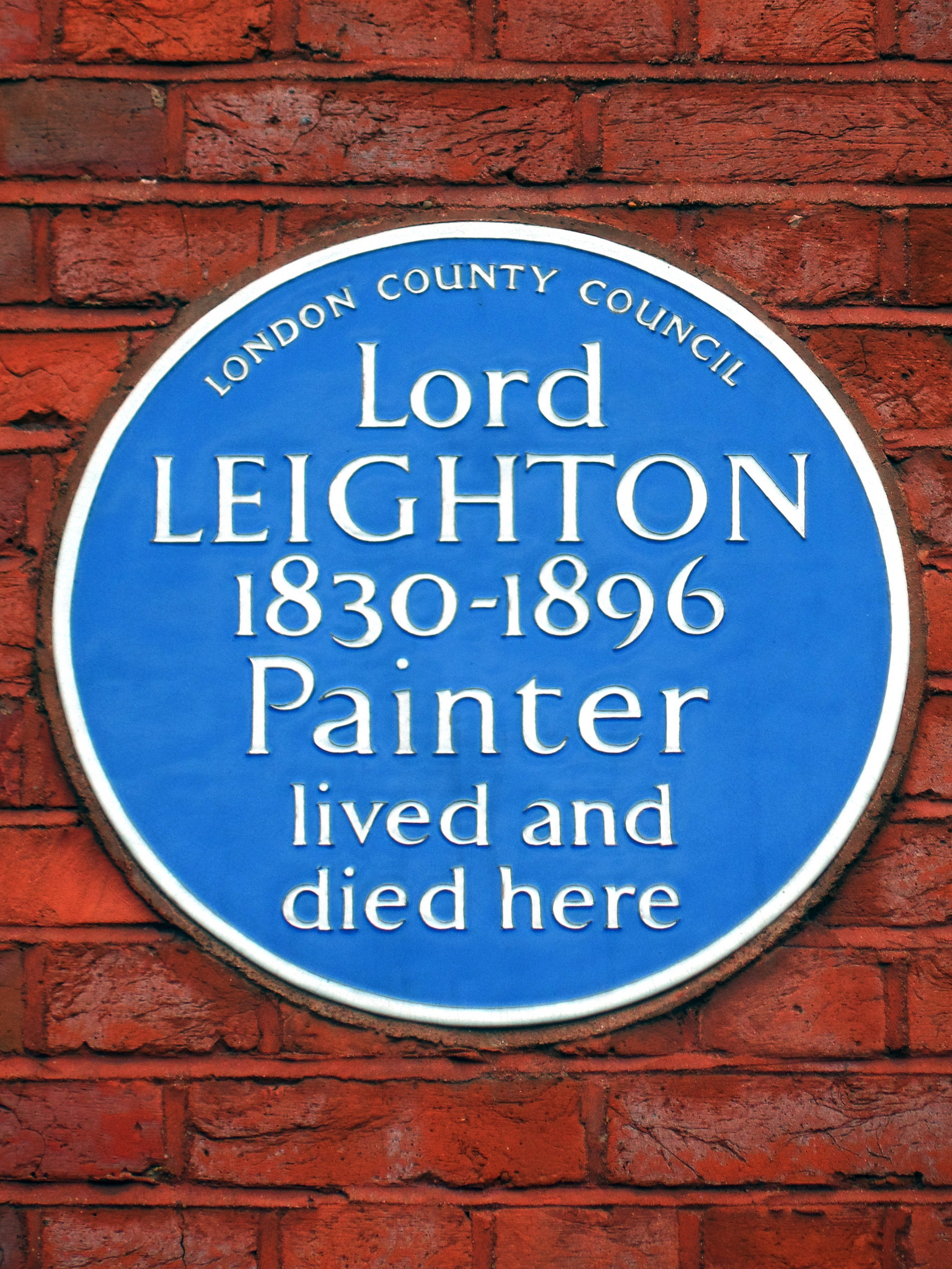 Frederic Leighton blue plaque - Lord Leighton 1830-1896 painter lived and died here