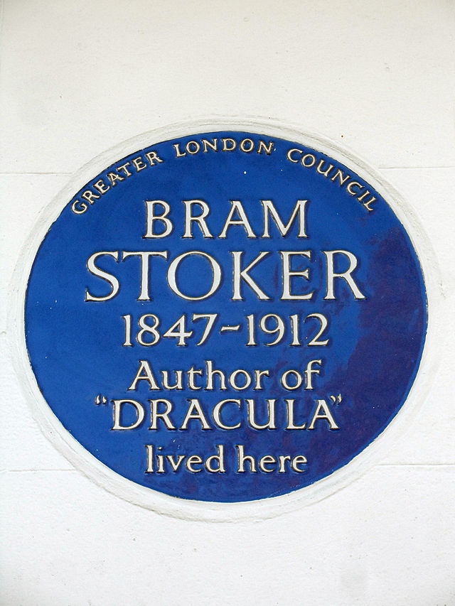 Bram Stoker blue plaque - Bram Stoker 1847-1912 author of 'Dracula' lived here