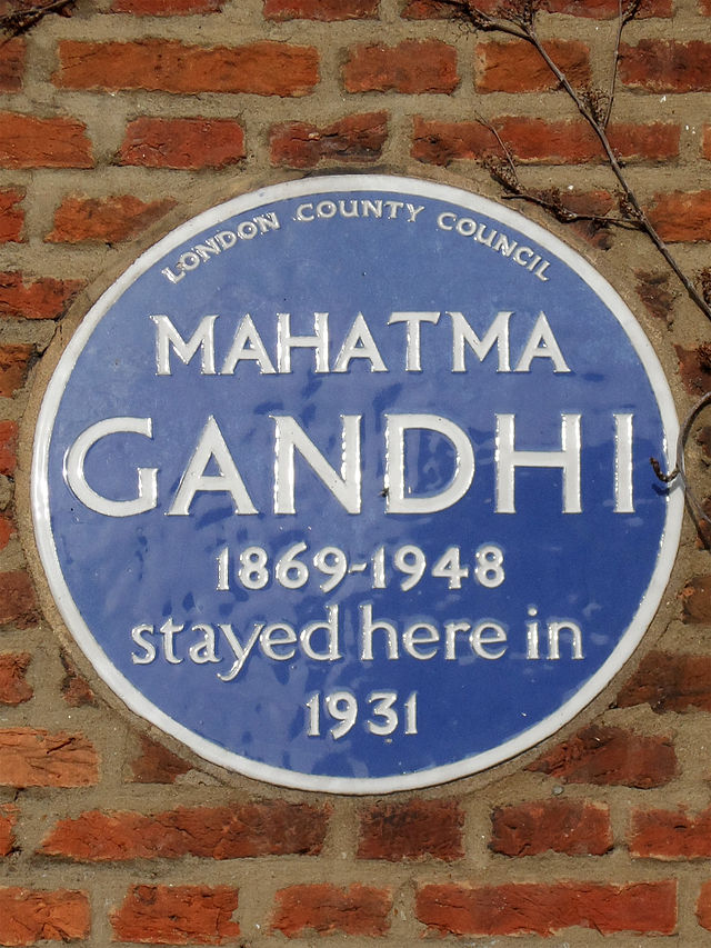 Mahatma Gandhi blue plaque - Mahatma Gandhi 1869-1948 stayed here in 1931