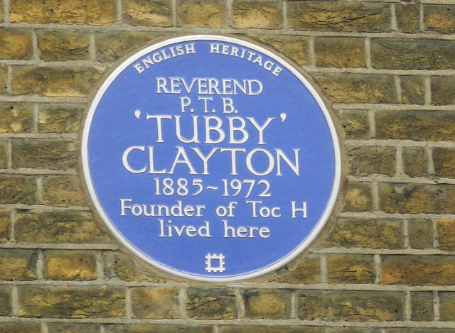 Philip Clayton blue plaque - Reverend P. T. B. 'Tubby' Clayton 1885-1972 founder of Toc H lived here.