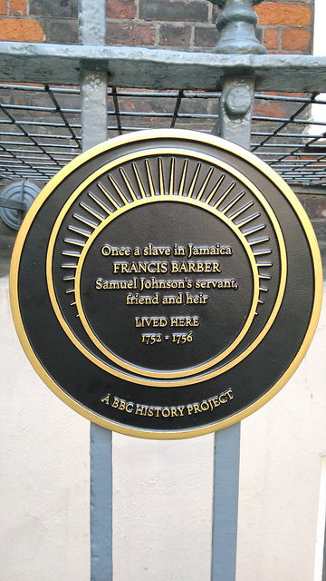 plaque № 41893 - Once a slave in Jamaica Francis Barber Samuel Johnson's servant, friend and heir lived here 1752 to 1756