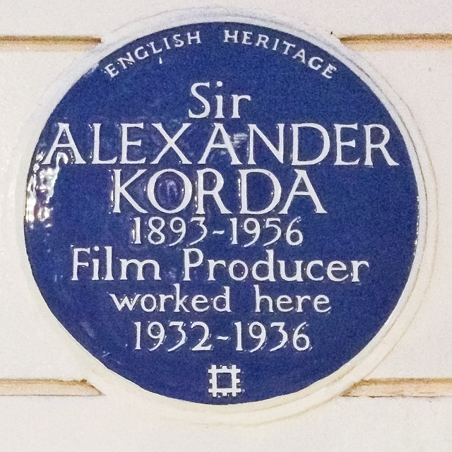 Alexander Korda blue plaque - Sir Alexander Korda 1893-1956 film producer worked here 1932-1936