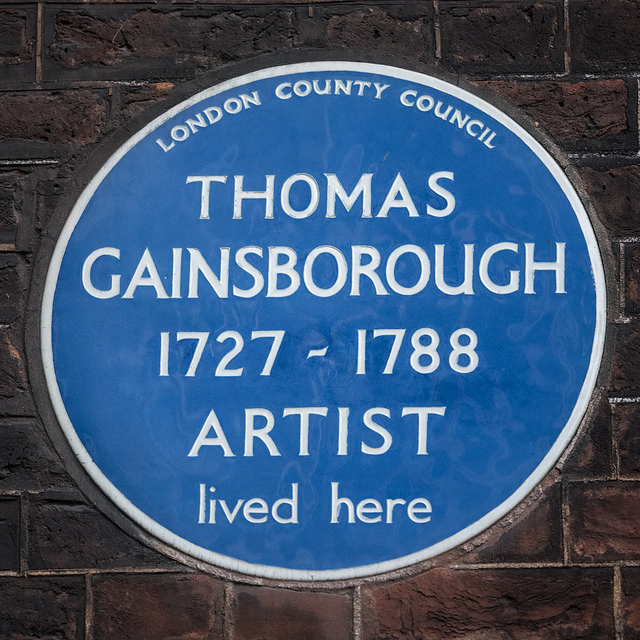 Thomas Gainsborough blue plaque - Thomas Gainsborough 1727-1788 artist lived here