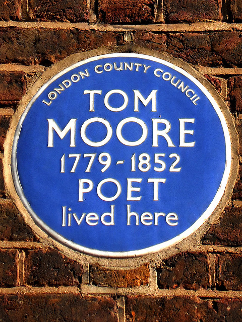 Thomas Moore blue plaque - Tom Moore 1779–1852 poet lived here