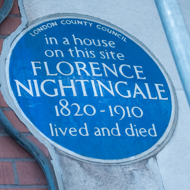 Florence Nightingale blue plaque - In a house on this site Florence Nightingale 1820-1910 lived and died