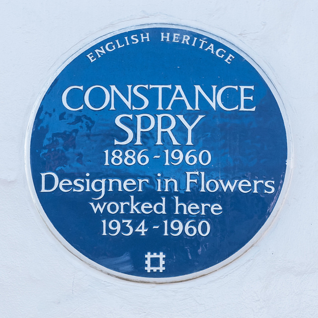 Constance Spry blue plaque - Constance Spry 1886-1960 Designer in Flowers worked here 1934-1960