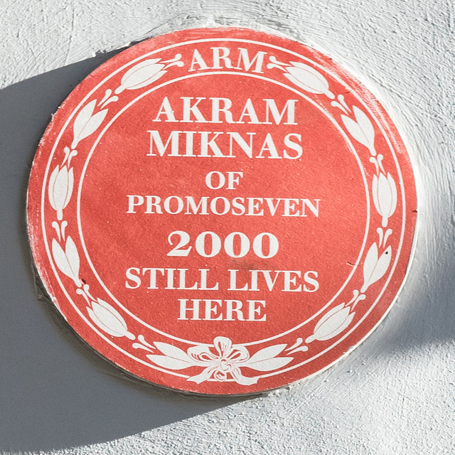 Akram Miknas red plaque - Akram Miknas of Promoseven 2000 lives here