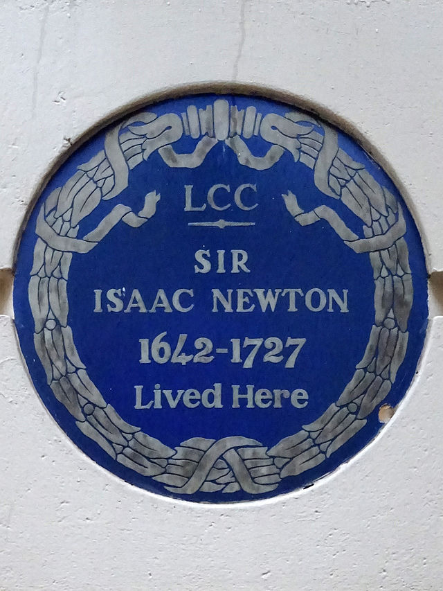 Isaac Newton blue plaque - Sir Isaac Newton 1642-1727 lived here
