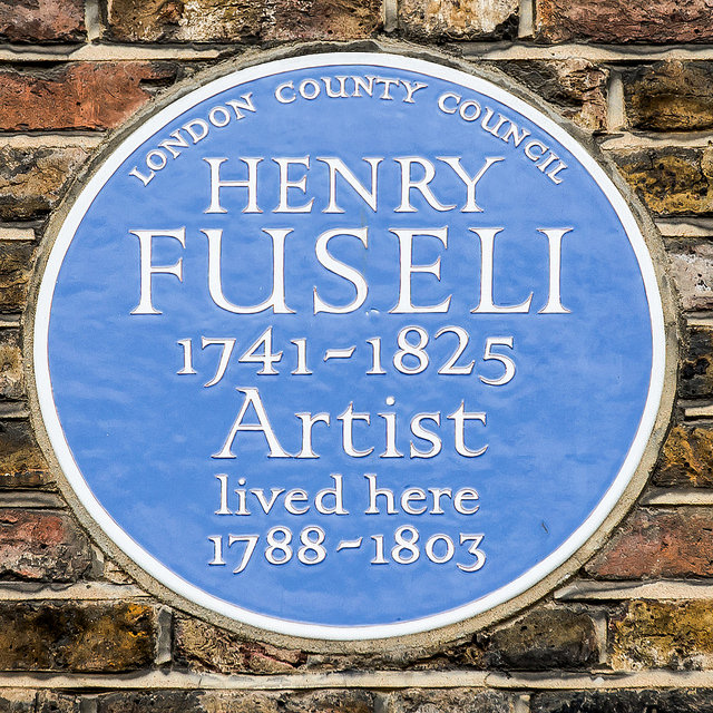 Henry Fuseli blue plaque - Henry Fuseli 1741-1825 artist lived here 1788-1803