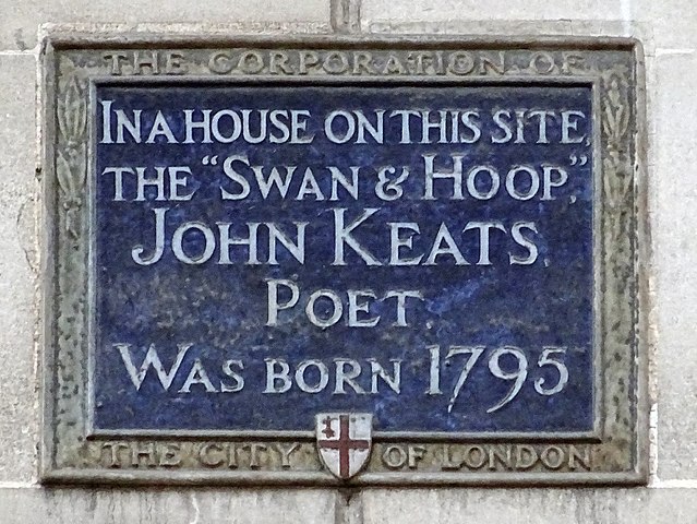 John Keats blue plaque - In a house on this site the 