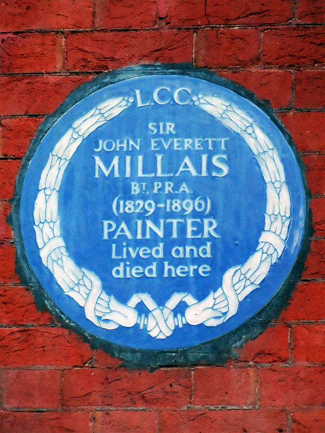 John Everett Millais blue plaque - Sir John Everett Millais BT PRA (1829-1896) painter lived and died here
