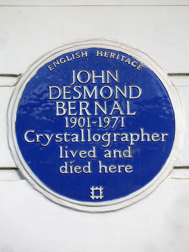 John Desmond Bernal blue plaque - John Desmond Bernal 1901-1971 crystallographer lived and died here