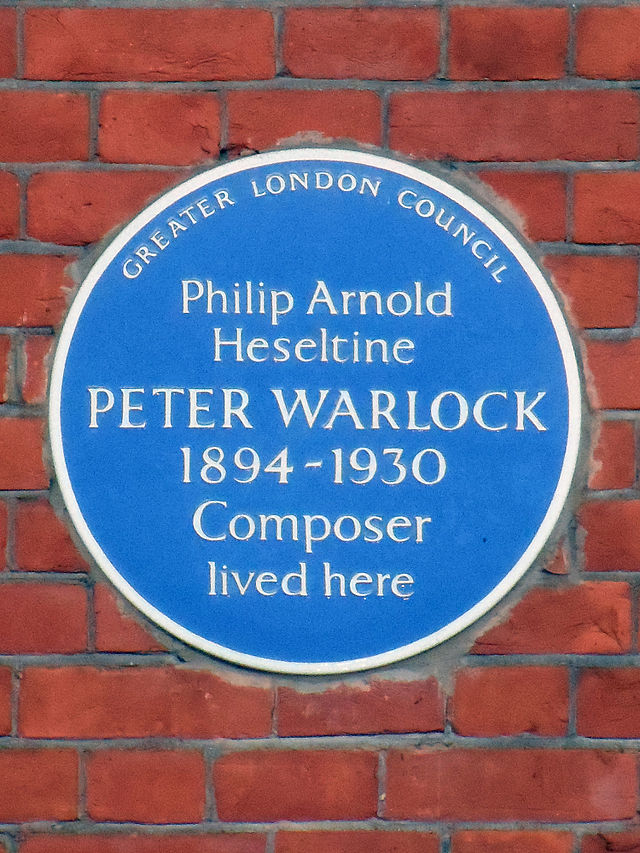 Peter Warlock blue plaque - Philip Arnold Heseltine, Peter Warlock 1894-1930 composer lived here
