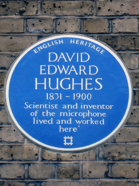 David Edward Hughes blue plaque - David Edward Hughes 1831-1900 scientist and inventor of the microphone lived and worked here