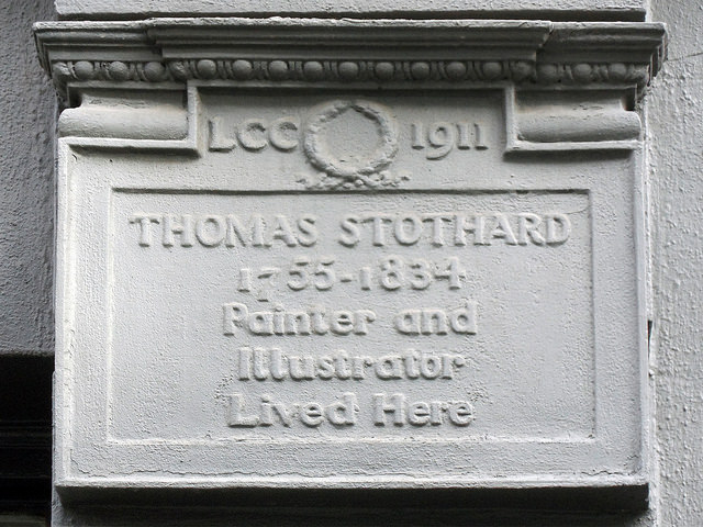 Thomas Stothard black plaque - Thomas Stothard 1755-1834 painter and illustrator lived here