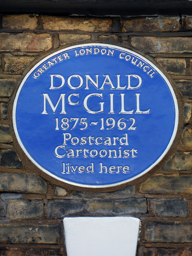 Donald McGill blue plaque - Donald McGill 1875-1962 postcard cartoonist lived here