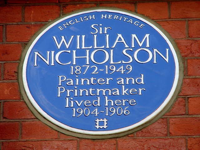William Nicholson blue plaque - Sir  William Nicholson  1872-1949  Painter and  Printmaker  lived here  1904-1906