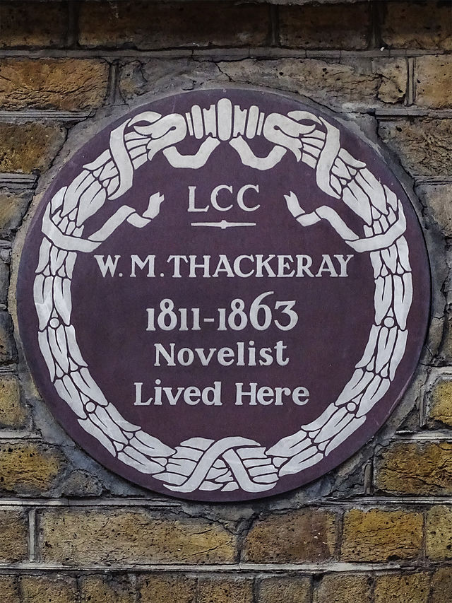 William Makepeace Thackeray brown plaque - W. M. Thackeray  1811-1863  Novelist  Lived Here