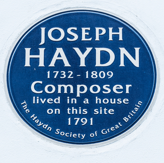 Joseph Haydn blue plaque - Joseph Haydn 1732 - 1809  Composer lived in a house on this site 1791