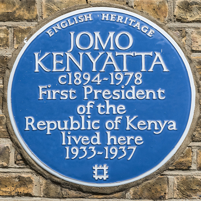 Jomo Kenyatta blue plaque - Jomo Kenyatta c.1894-1978 first President of the Republic of Kenya lived here 1933-1937