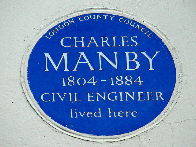 Charles Manby blue plaque - Charles Manby 1804-1884 civil engineer lived here