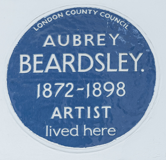 Aubrey Beardsley blue plaque - Aubrey Beardsley 1872-1898 artist lived here