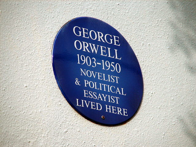 George Orwell blue plaque - George Orwell 1903-1950 novelist & political essayist lived here