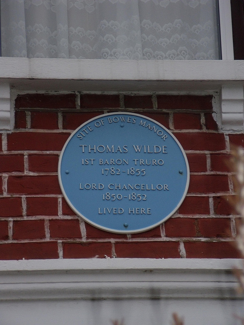 Thomas Wilde blue plaque - Thomas Wilde  1st Baron Truro  1782 – 1855  Lord Chancellor  1850 – 1852  Lived here
