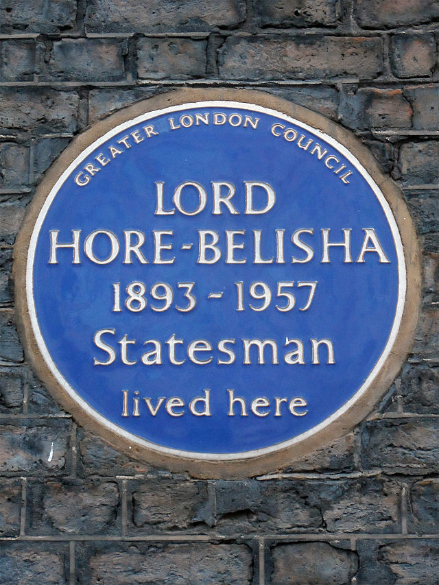 Leslie Hore-Belisha blue plaque - Lord Hore-Belisha 1893-1957 statesman lived here