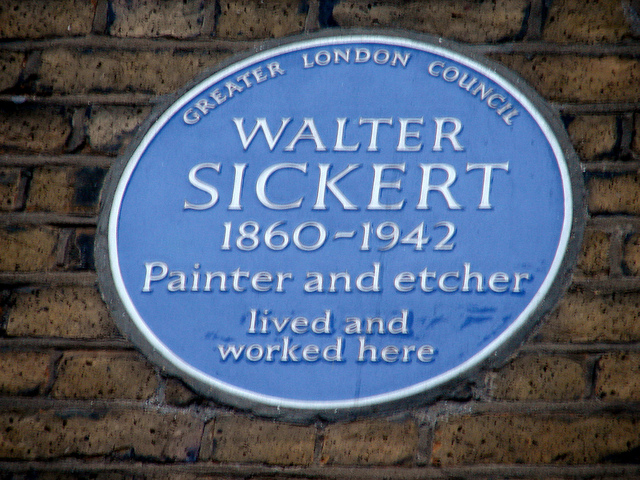 Walter Sickert blue plaque - Walter Sickert 1860-1942 painter and etcher lived and worked here