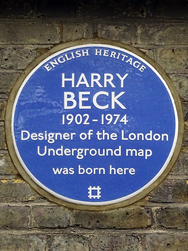 Harry Beck blue plaque - Harry Beck designer of the London Underground map was born here