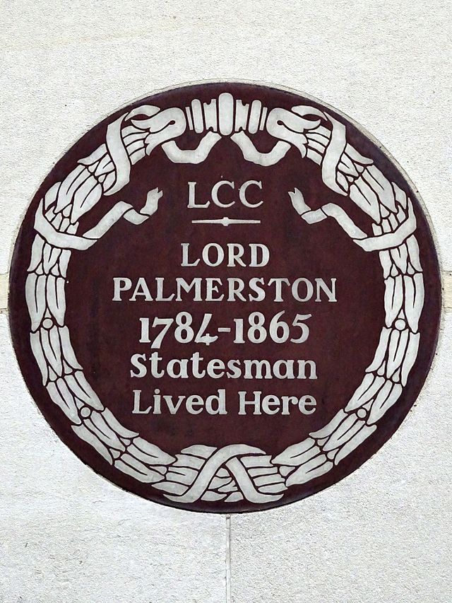 Henry John Temple brown plaque - Lord Palmerston 1784-1865 statesman lived here