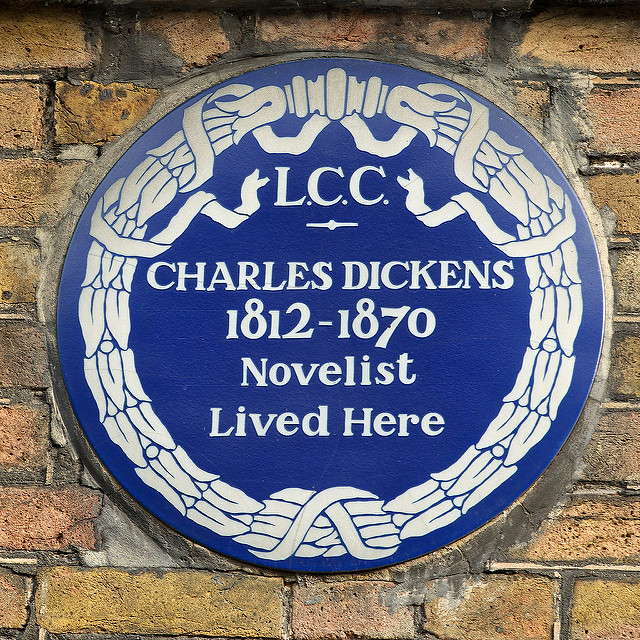 Charles Dickens blue plaque - Charles Dickens 1812-1870 novelist lived here