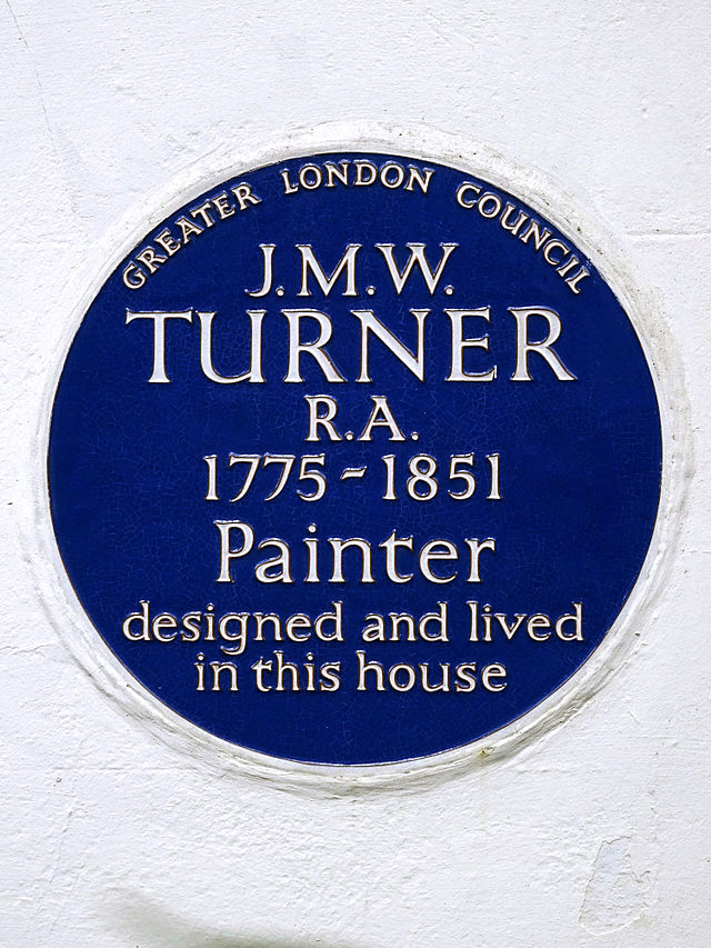 Joseph Mallord William Turner blue plaque - J. M. W. Turner RA 1775-1851 painter designed and lived in this house