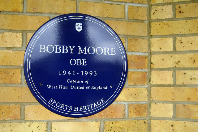 Bobby Moore blue plaque - Bobby Moore OBE 1941-1993 Captain of West Ham United & England