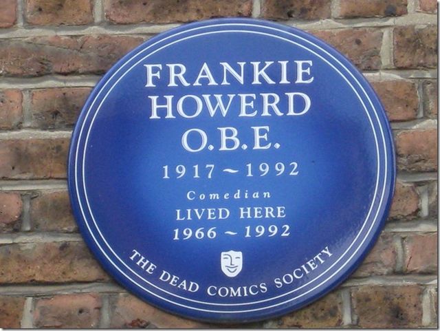 Frankie Howerd blue plaque - Frankie Howerd OBE 1917-1992 lived here 1966-1992