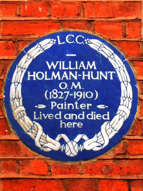 William Holman-Hunt blue plaque - William Holman-Hunt OM (1827-1910) painter lived and died here