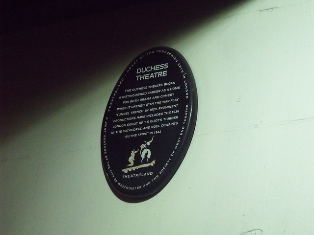 Duchess Theatre, London and Noël Coward black plaque - Duchess Theatre The Duchess Theatre began a distinguished career as a home for both drama and comedy when it opened with the war play 