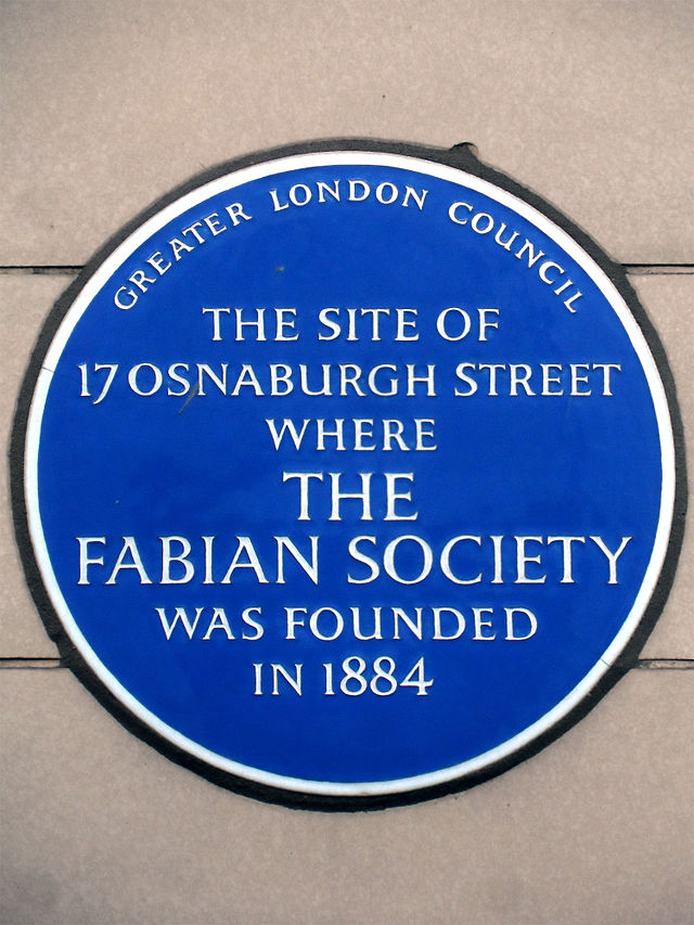 Fabian Society blue plaque - The site of 17 Osnaburgh Street where the Fabian Society was founded in 1884.